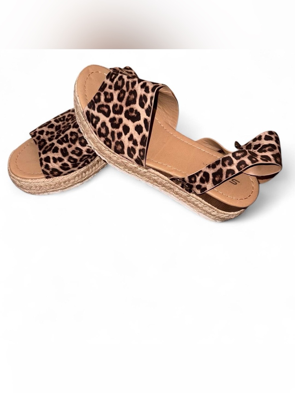 Soda Leopard Print Espadrille Slingback Sandals - Tan/Brown